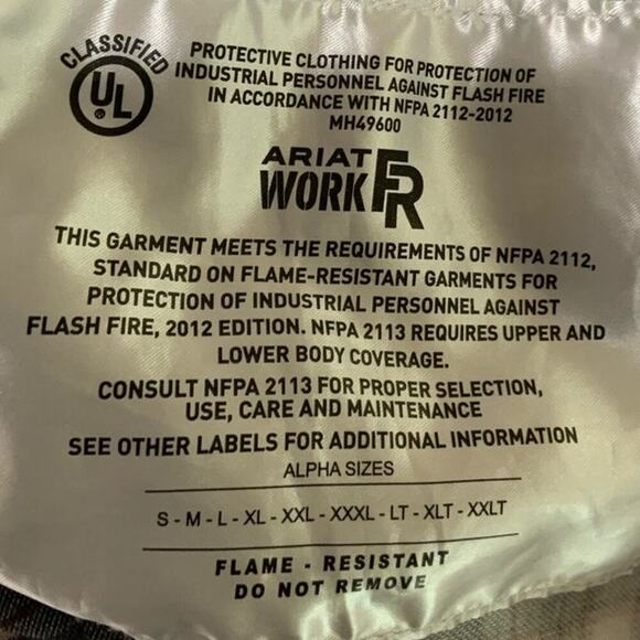 Ariat Work Flame Resistant Plaid Button Down Shirt Mens XXL Tall Long Sleeve Top - Picture 10 of 12